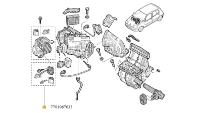Rezistenta Motoras Aeroterma interior RENAULT CLIO II 1998-2012, THALIA I motorizari 1.2-2.0, Rezistor, ventilator habitaclu_x000D_
, 7701067033,  piesa originala OE