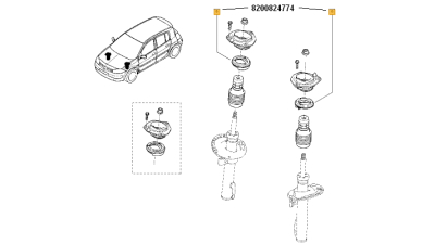 Rulment Sarcina Amortizor fata Renault Grand Scenic, Megane II, Scenic II Grand Scenic 2, motorizari 1.4 16V-2,0-16V stanga/dreapta, 8200824774,  piesa originala OE