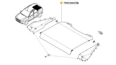 Rulou Portbagaj Dacia Duster 2010-11.2015, tableta, 799220025R,  piesa originala OE