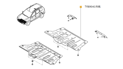 Scut Motor tractiune 4x4 Dacia Duster 2013- metalic, 758904159R,  piesa originala OE