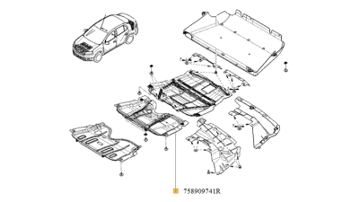 Scut Motor Dacia Logan II 2012-, Logan MCV II 2012-, Sandero 2012-, Dokker 2012- Lodgy 2012-. 758909741R,  piesa originala OE