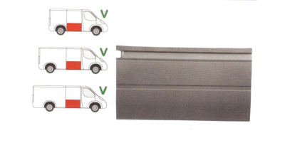 Segment reparatie usa Mercedes Sprinter (W901-905), 1995-2006, Vw Lt 1996-2005, parte montare usa culisanta dreapta, metal, lungime 1185 mm, inaltime 660mm, 5062404Q, Aftermarket