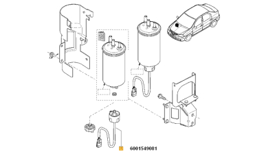 Senzor Apa Filtru Motorina DACIA DUSTER 2010-, LOGAN 2005-2009 motor 1.5 dci EURO 4, LOGAN EXPRESS 2006-, SANDERO 2008-2012 1.5 dci EURO 4, 6001549081,  piesa originala OE
