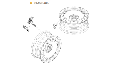 Senzor presiune roti cu valva Alfa Romeo, Alpina, Audi, Bentley, BMW, Cadillac, Chevrolet, Chrysler, Citroen, Dacia, Dodge, Fiat, Ford, Honda, Hyundai, Infiniti, Jaguar, Jeep, Kia, Mazda, Mercedes, Nissan, Opel, Renault, Tesla, Original, 407004CB0B