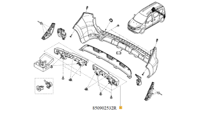 Set Absorbanti Soc Bara Spate Dacia Dokker, 850902532R,  piesa originala OE