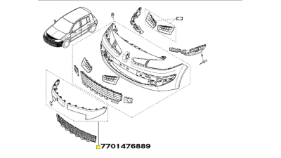 Set Ornamente Bara Fata (2 Buc) Renault Megane II 01.2006-10.2008 stanga+dreapta, bandou bara, 7701476889,  piesa originala OE