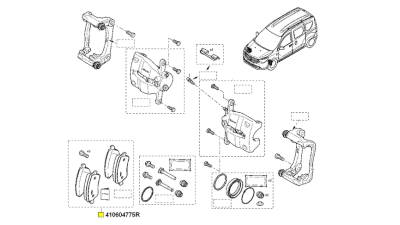 Set placute frana fata Dacia Logan 1 (KS), Duster, Dokker (KE), Duster 2; Mercedes Citan (W415); Nissan Note 1 (E11); Renault Clio 3 (BR), Kangoo 2 (KW), Clio 4 (BH), Clio 3 (SB), Clio 4, Megane 4, Original, 410604775R
