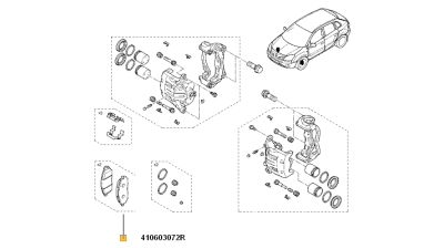 Set Placute Frana Fata Renault Koleos 2008-2015, Nissan Qashqai 2007-2014; Pathfinder 2005-2013, Navara 2005-, Murano 2003-, Nissan 370Z, Infiniti Q70, Q60, M (Y51), G (V36), EX (J50), 410603072R,  piesa originala OE