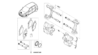 Set Placute Frana Fata Renault Laguna 3, Scenic 3 2009-; Grand Scenic 2009-, Scenic 3 2009-;, 410605055R,  piesa originala OE
