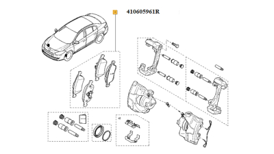 Set Placute Frana Fata Dacia Dokker, Duster 2010-2017, Lodgy, Renault Captur, Fluence, Megane III 2008-2016; Scenic III 2009-2016; Grand Scenic 3, Scenic 3;, 410605961R,  piesa originala OE