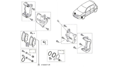 Set Placute Frana Fata Renault Kangoo 1998-2008, Megane 1 1995-2002, Megane 2 2002-2008; Scenic 1, Grand Scenic II 2004-; Scenic II 2003-;, 410608713R,  piesa originala OE