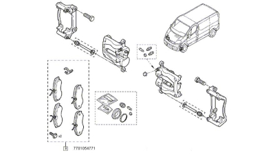 Set Placute Frana Fata Renault Trafic 2001-2014; Nissan Primastar 2002-2010, Opel Vivaro 2001-2014;, 7701054771,  piesa originala OE