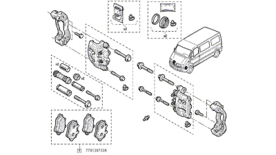 Set Placute Frana Fata Renault Master II 1998-2010, Nissan Interstar 2002-2010; Opel Movano 1998-2010;, 7701207339,  piesa originala OE