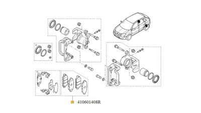 Set Placute Frana Spate Renault Koleos 2008-, Nissan X-Trail 2001-2014; Tiida 2007-; Qashqai 2007-2014; Maxima, 350z, Infiniti G, FX,, 410601408R,  piesa originala OE