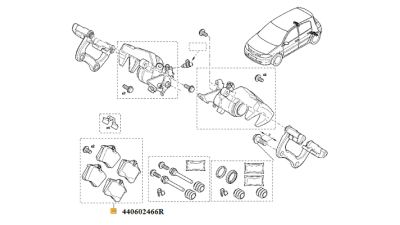 Set Placute Frana Spate Renault Clio 3, Espace 3, Fluence, Megane 2, Megane 3, Megane IV, Modus, Scenic 3, Scenic II, Grand Scenic 3, Grand Scebic 4, Scenic 4, Thalia 2, Twingo 2, Wind, Audi Seat Peugeot Nissan, 440602466R,  piesa originala OE
