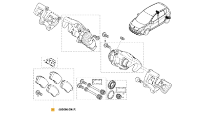Set Placute Frana Spate Renault Megane III, 2008-2016, Scenic 2009-2016;, 440604694R,  piesa originala OE