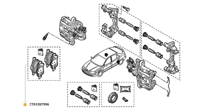 Set Placute Frana Spate Renault ESPACE 4, LAGUNA 2, LATITUDE MEGANE 2, VEL Satis, CADILLAC CTS; CHEVROLET VECTRA; CITROEN C5 III; MAZDA 3, 5; NISSAN PRIMERA; OPEL SIGNUM, VECTRA C, PEUGEOT 508 I, 508 SW I, SAAB 9-3 9-3X VOLVO S40 V50, 7701207996,  piesa o