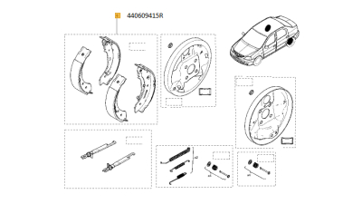 Set Saboti Frana spate diam. 203mm Dacia Logan, Logan II 2012-, Sandero 2008-2020, CITROEN C-ELYSEE C3 C4 DS3 HYUNDAI MATRIX NISSAN MICRA NOTE PEUGEOT 208 301 RENAULT CLIO THALIA, 440609415R,  piesa originala OE