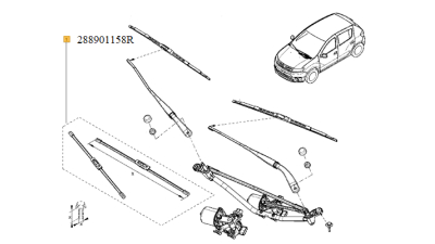 Set 2 Lamele Stergatoare Parbriz fata Flatblade O.E Dacia Logan 2004-12.2012, Sandero 2008-11.2012, Duster 2010-, 500+500mm, 288901158R,  piesa originala OE