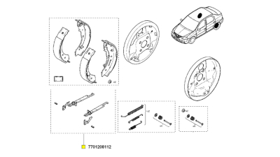 Set Tije Reglaj Saboti Frana spate Dacia Logan I Berlina Renault Clio II, Thalia, 7701208112,  piesa originala OE