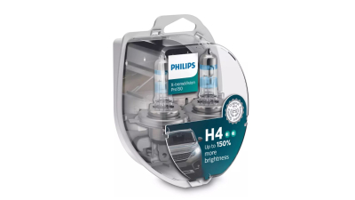 Set 2 becuri auto cu halogen pentru far Philips X-tremeVision Pro150, H4 12V 60/55W P43T, 3600K, 1650/1000lm, 12342XVPS2