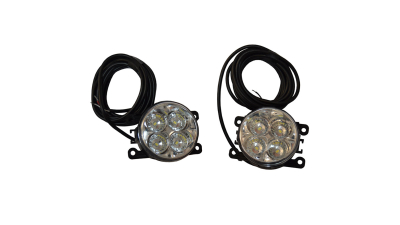 Set de 2 lumini de zi auto Magneti Marelli Daytime running light universale 90x65mm 4 leduri rotunde compatibile Logan si Sandero
