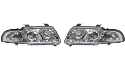 Set faruri tuning Audi A4 Sedan 1999-2000/Avant 1999-2001 BestAutoVest fata stanga-dreapta day time running light, silver-transparent