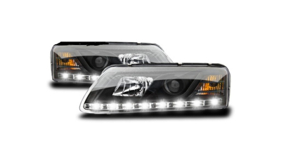 Set faruri tuning Audi A6 (C6) Sedan/Avant 05.2004-10.2008 BestAutoVest fata stanga-dreapta daytime running light H1+H7 , transparent negru
