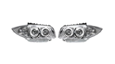 Set faruri tuning Bmw Seria 1 (E81/E82/E87/E88) 09.2004-10.2013 BestAutoVest fata stanga+dreapta, tip bec H7+H7 transparent-silver