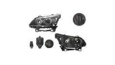 Set faruri tuning Bmw Seria 5 (E60/E61) 06.2003-03.2007 BestAutoVest fata stanga+dreapta H1+H1 cu led, transparent silver