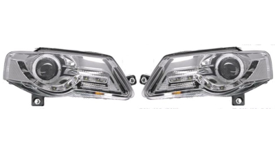 Set faruri tuning VW Passat Sedan+Combi (B6 (3C)) 01.2005-07.2010 BestAutoVest partea Dreapta+Stanga daytime running light, tip bec H9, transparent-silver, manual,