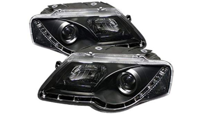 Set faruri tuning VW Passat Sedan+Combi (B6 (3C)) 01.2005-07.2010 BestAutoVest partea Dreapta+Stanga daytime running light, tip bec H1+H7, transparent-negru