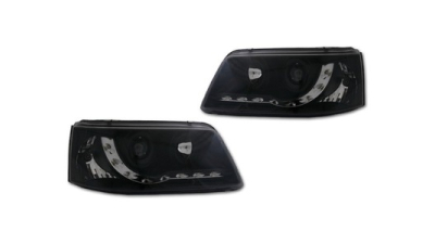 Set faruri tuning VW Transporter (T5)/Multivan 04.2003-10.2009 BestAutoVest partea Dreapta+Stanga daytime running light, tip bec H1+H1, transparent-negru