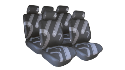 Set huse scaune auto Real Madrid , fata si spate , 9 buc.