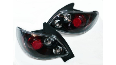 Set stopuri spate tuning lampa Peugeot 206 Hatchback 01.1998-04.2009 BestAutoVest partea Dreapta+Stanga, transparent-negru