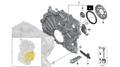 Simering arbore cotit BMW Seria 1 (E81, E82, E88), Seria 3 (E90, E91, E92, E93), Seria 5 (E60, E61, F10, F11), Seria 6 (G32), X1 (E84), X3 (E83, F25), X6 (E71, E72), 2.0, 3.0, Original, 11147797490