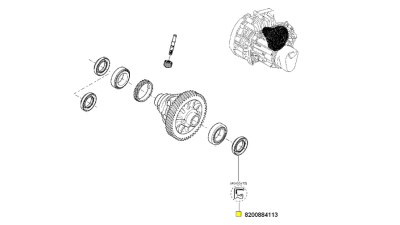Simering ax Dacia Logan 1 (LS), Sandero 1 (SD), Sandero 2, Logan 2 (L8); Nissan Almera 2 (N16), Micra 3 (K12), Qashqai (J10); Renault Kangoo 1 (KC), Laguna 2 (BG), Megane 2 (EM), Scenic 2 (JM), Kangoo 2 (KW), Original, 8200884113