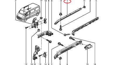 Sina Portiera superioara Renault Master 2 1998-2010 pentru usa culisanta, 7700351387,  piesa originala OE