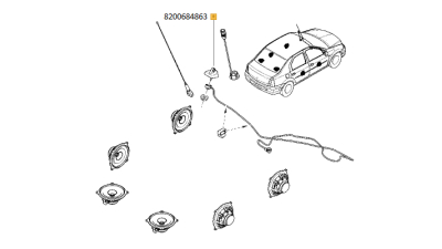 Soclu Antena Dacia Dokker Lodgy Logan 2004-12.2016; Sandero 2008-2016, Solenza Renault Clio III, Laguna, Master II, Megane 1, Symbol/Thalia, Kwid, Clio 2,, 8200684863,  piesa originala OE