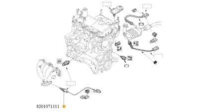 Sonda Lambda Inaintea Catalizatorului 4 fire, 470 mm; motor 1.4/1.6 mpi DACIA DUSTER LOGAN SANDERO RENAULT CLIO ESPACE KANGOO LAGUNA LOGAN MEGANE MODUS THALIA TWINGO, 8201071311,  piesa originala OE