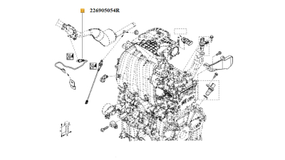 Sonda Lambda Renault 4 fire, 390mm RENAULT CLIO IV, ESPACE V, MEGANE IV, TALISMAN motor 1.2/1.6/1.8, 226905054R,  piesa originala OE