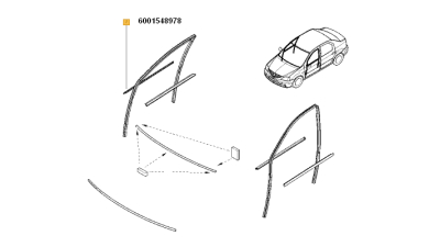 Stergator Exterior Geam Fata Dreapta Dacia Logan 02.2006-2012, 6001548978,  piesa originala OE