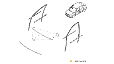 Stergator Exterior Geam Fata Stanga Dacia Logan 02.2006-2012, 6001548979,  piesa originala OE