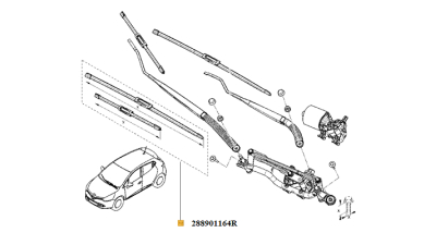 Set stergatoare Parbriz Renault Clio IV 10.2012-2019, Captur 03.2013-.02.2020, 650+350mm, 2 buc. 288901164R,  piesa originala OE