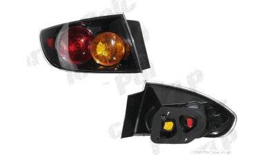 Stop spate lampa Mazda 3 (BK) Sedan 10.2003-03.2006 BestAutoVest partea Dreapta exterior, cu suport becuri, semnalizare portocalie, rama neagra, partea exterioara de pe aripa, tip bec W21/5W+W21W