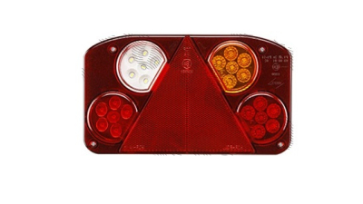 Stop spate lampa Universal, spate, omologare ECE, 12/24V,140mm, 238x138x54mm, cu lumina de dat inapoi, led, suport surub, cu reflector triunghi,, Dreapta