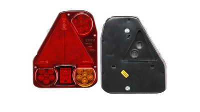 Stop spate lampa Universal, spate, omologare ECE, 12/24V,140mm, 173,1x206,5x54,5mm, cu lampa ceata spate, led, surub 150mm suport, cu reflector triunghi,, Stanga