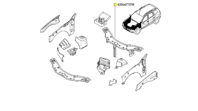 Structura Parte Fata, Trager Dacia Duster 11.2013-01.2019, 625047737R,  piesa originala OE