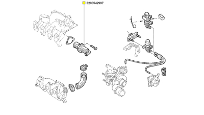 Supapa Egr DACIA SOLENZA 1.9 D, VOLVO S40 I, V40; MITSUBISHI CARISMA, SPACE STAR; NISSAN INTERSTAR, PRIMASTAR; OPEL MOVANO, VIVARO A; RENAULT CLIO II, ESPACE IV, KANGOO, LAGUNA I motor 1.9D, 8200542997,  piesa originala OE