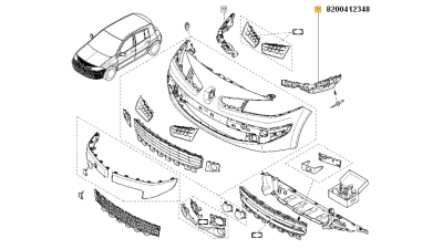 Suport Bara Fata Renault Megane II 02.2006-2008 partea stanga, 8200412348,  piesa originala OE